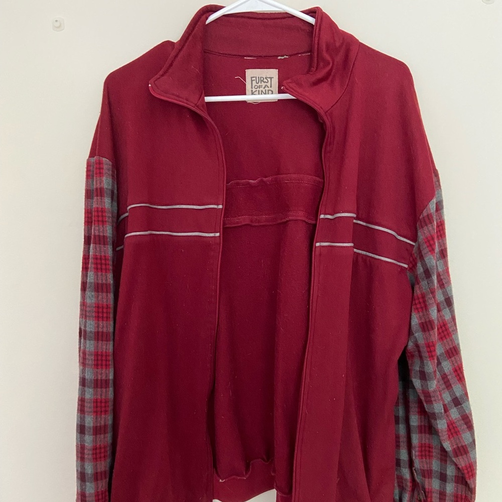 LF furst of a kind red zip up track and flannel